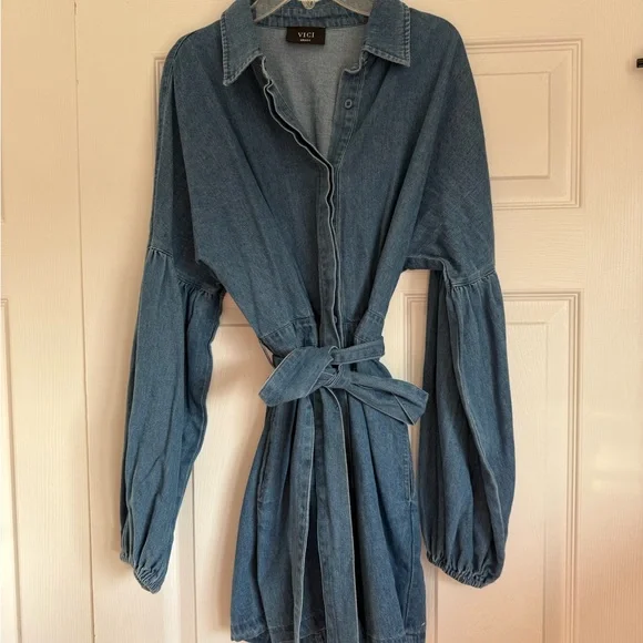 Vici Blue Denim Romper - Picture 2 of 4